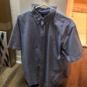 Blue/white checkered polo button up